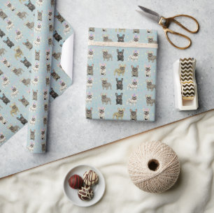 We like to paw-ty! French, bulldog Wrapping Paper