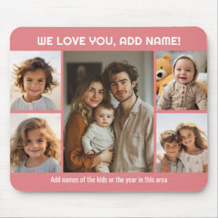 We Love Add Name - 5 Photo Collage Mouse Pad