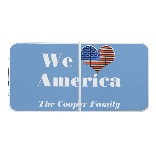 We Love America Custom Name Beer Pong Table (Top)
