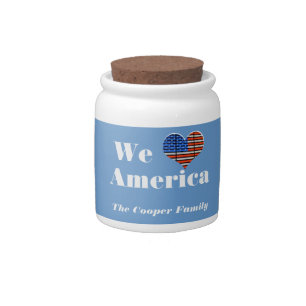 We Love America Name Candy Jar