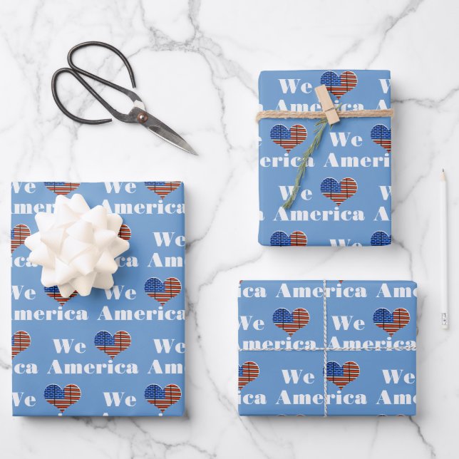 We Love America Wrapping Paper Sheets (Front)