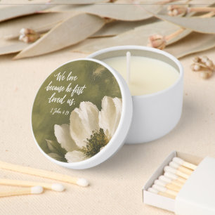 WE LOVE BECAUSE HE FIRST LOVED US Wedding Gift Mini Candle Favors