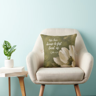 WE LOVE BECAUSE HE FIRST LOVED US Wedding Gift Throw Pillow