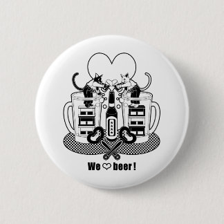 「We love beer!」モノクロ("We love beer!" monochrome) Button