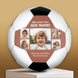 We Love Dad or Grandpa - 5 Photo Collage Soccer Ball