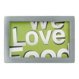 We Love Food: Hate Waste Green & White Aesthetic Belt Buckle