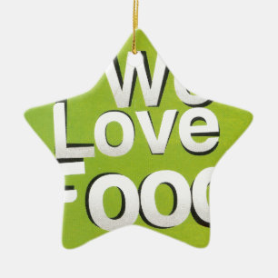 We Love Food: Hate Waste Green & White Aesthetic Ceramic Ornament