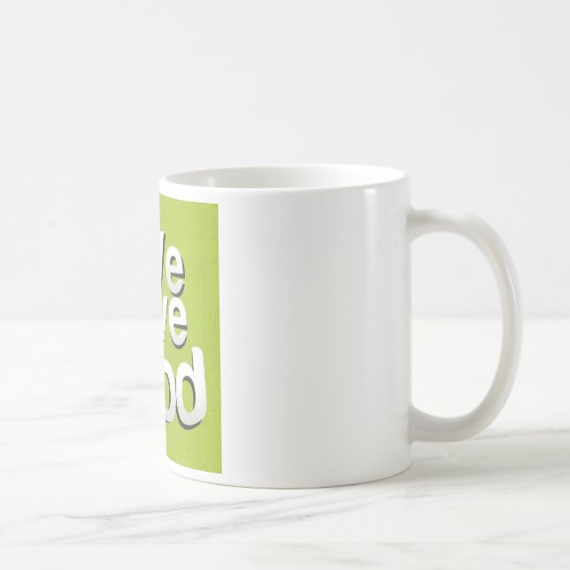 We Love Food: Hate Waste | Green & White Aesthetic Coffee Mug (Right)
