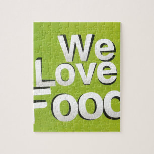 We Love Food: Hate Waste   Green & White Aesthetic Jigsaw Puzzle
