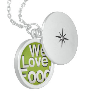 We Love Food: Hate Waste Green & White Aesthetic Locket Necklace