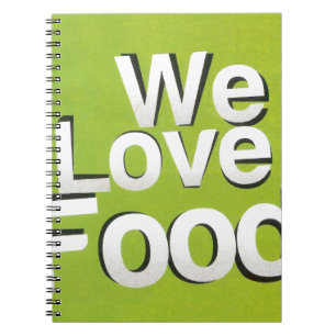 We Love Food: Hate Waste Green & White Aesthetic Notebook