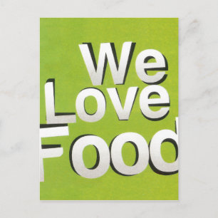 We Love Food: Hate Waste   Green & White Aesthetic Postcard
