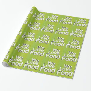 We Love Food: Hate Waste Green & White Aesthetic Wrapping Paper