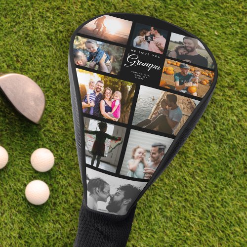 We Love Grampa Family Photo Collage Sports Fan Golf Head Cover