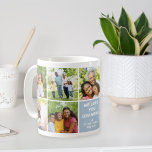We Love Grandma Modern Blue Photo Collage Coffee Mug<br><div class="desc">A classic We Love You Grandma photo coffee mug featuring nine square photos alongside a dusty blue panel with white We Love You Grandma text,  a heart accent,  and grandkids' names. All text,  photos,  and the background color are fully editable — a heartfelt Mother's Day keepsake from the grandkids.</div>