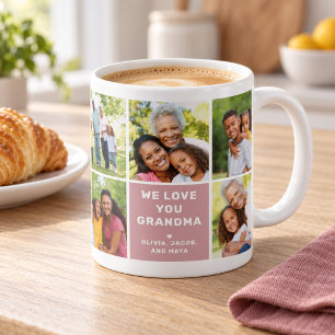We Love Grandma Modern Dusty Rose Photo Coffee Mug