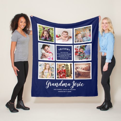 We Love Grandma Photo Collage Custom Branded Fleece Blanket