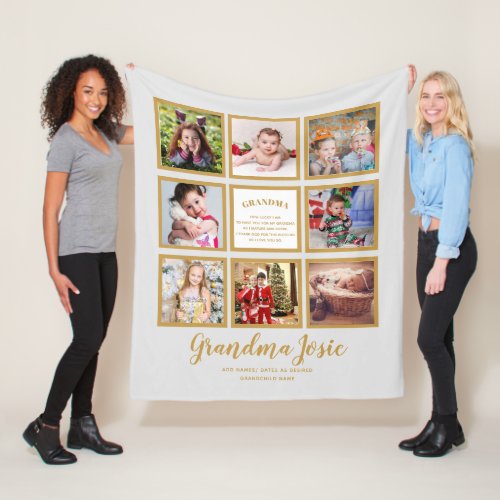 We Love Grandma Photo Collage Custom Branded Fleece Blanket