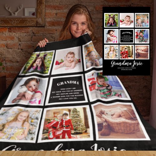 We Love Grandma Photo Collage Custom Branded Fleece Blanket