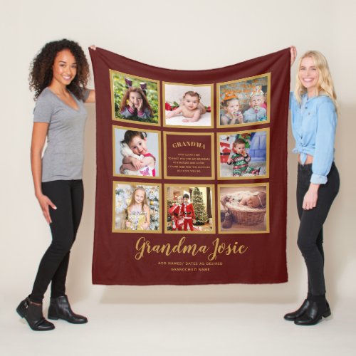 We Love Grandma Photo Collage Custom Branded Fleece Blanket