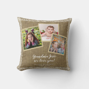 We Love Grandma Photo Collage Custom Branded Throw Pillow