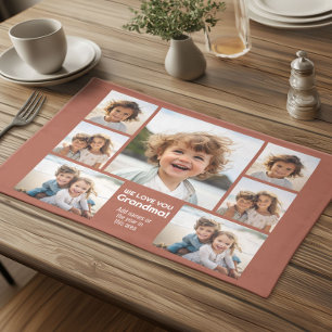 We Love Grandma - Photo Collage with 7 Photos Cloth Placemat