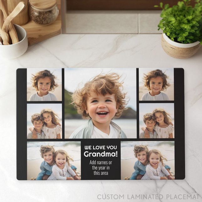 We Love Grandma - Photo Collage with 7 Photos Placemat (Custom Photo Gallery on a Placemat)