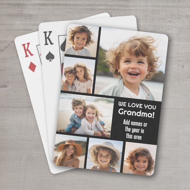 We Love Grandma - Photo Collage with 7 Photos Poker Cards (Personalized Playing Cards - add your photos and text)
