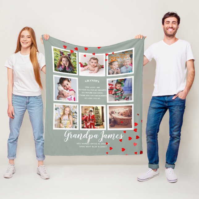 We LOVE GRANDPA POEM - Photo Collage Grandkids Fleece Blanket (In Situ)