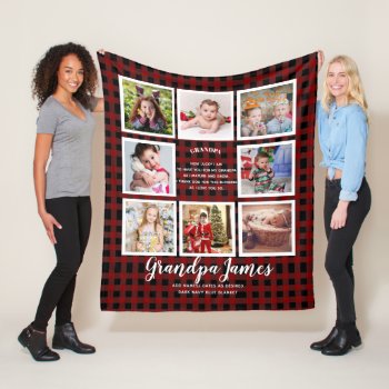 We LOVE GRANDPA POEM - Photo Collage Grandkids Fleece Blanket
