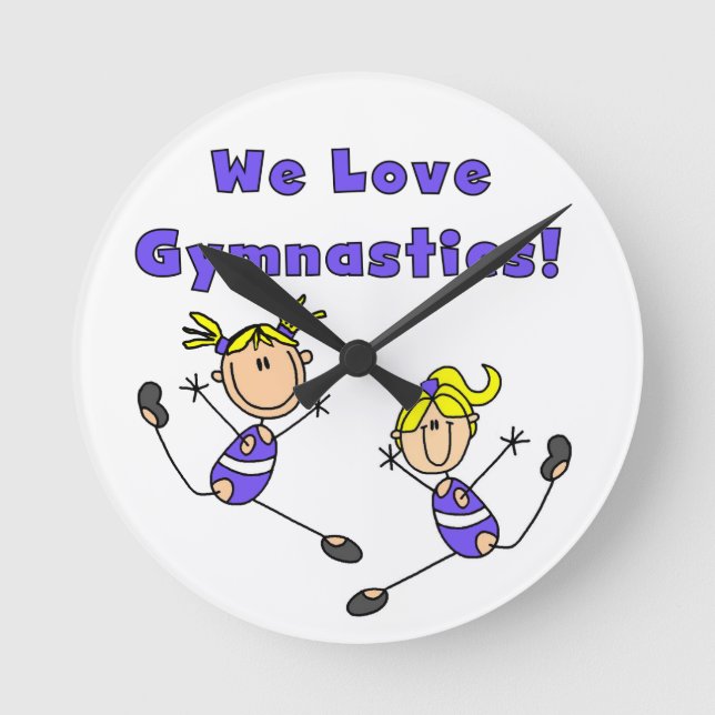 We Love Gymnastics Round Clock (Front)
