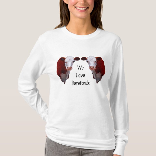 We Love Herefords: Two Duplicate Herefords: Art T-Shirt (Front)