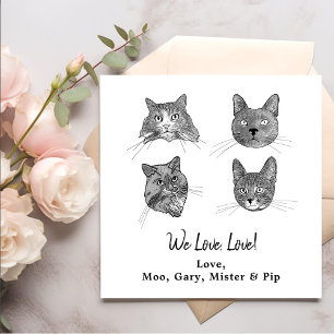 We Love, Love Pets Custom Hand Drawing Wedding Napkins