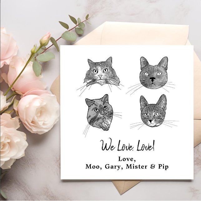 We Love, Love Pets Custom Hand Drawing Wedding Napkins (Creator Uploaded)
