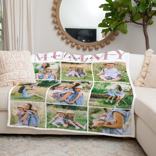 We Love Mummy Pink Mothers Day Photo Collage Fleece Blanket