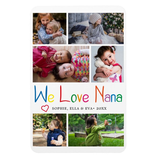 We Love Nana Photo Collage Magnet (Vertical)