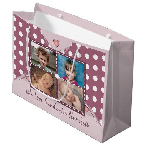 We love our Auntie photos hugs purple birthday Large Gift Bag