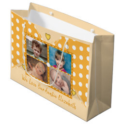 We love our Auntie photos hugs yellow birthday Large Gift Bag