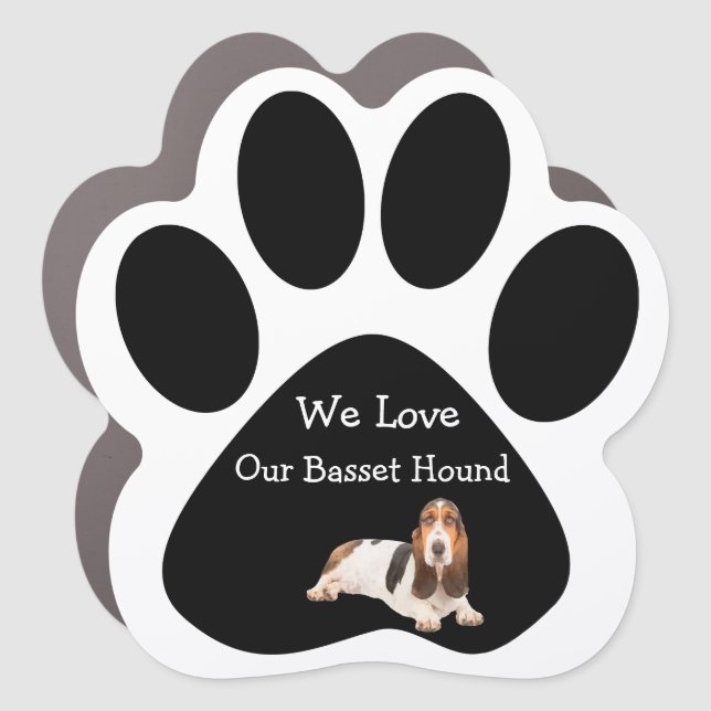We Love Our Basset Hound Car Magnet (Front)
