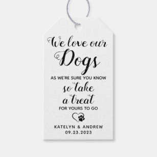 We Love Our Dogs Dog Treat Biscuit Bar Wedding Gift Tags