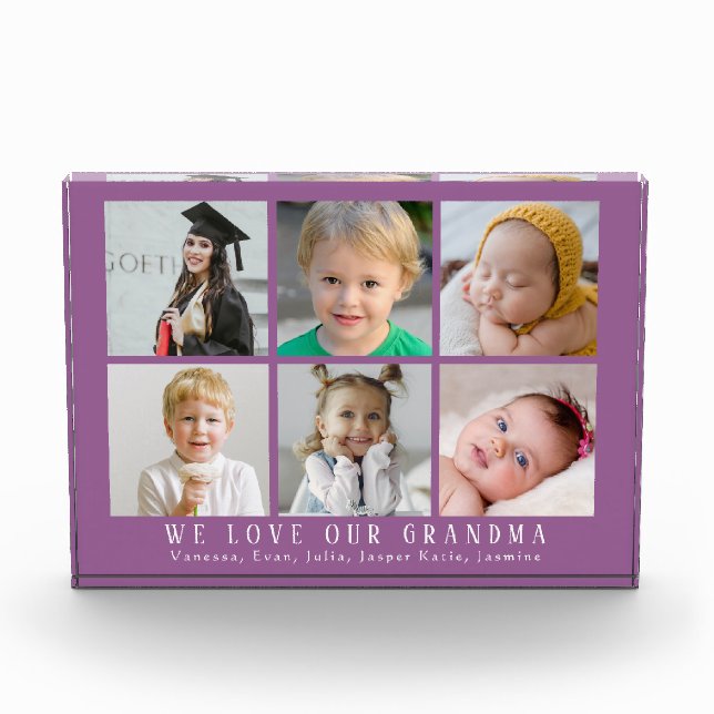 We Love Our Grandma |Grandkids Photo Collage Mauve (Front)
