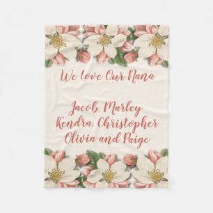 We Love Our Nana, Mom, Mother Vintage Flower Fleece Blanket