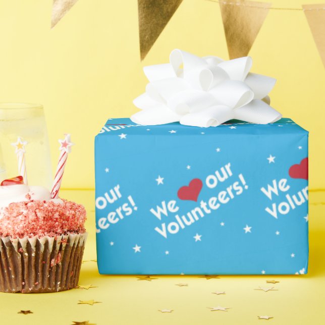 We Love Our Volunteers Heart Wrapping Paper (Birthday Party)