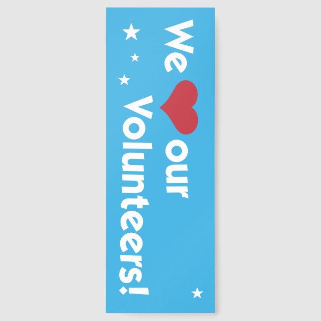 We Love Our Volunteers with Heart and Logo Bookmarks (Front)