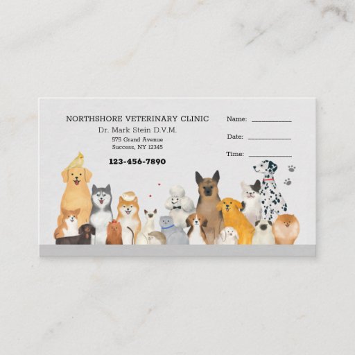 Customizable We Love Pets Veterinary Appointment Cards