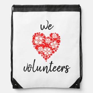 We Love Volunteers Flower Heart Drawstring Bag