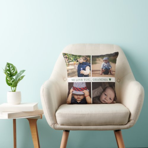 We Love You 4 Photo Collage Personalized Throw Pillow