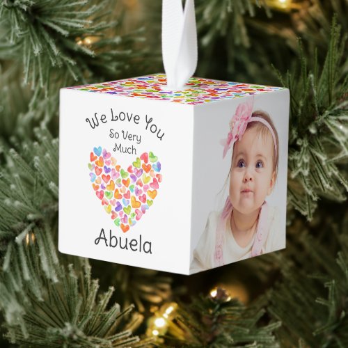 We Love You Abuela 2 Photo Cube Ornament