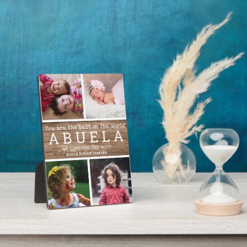 We Love You Abuela 4 Photo Collage Wood Plaque