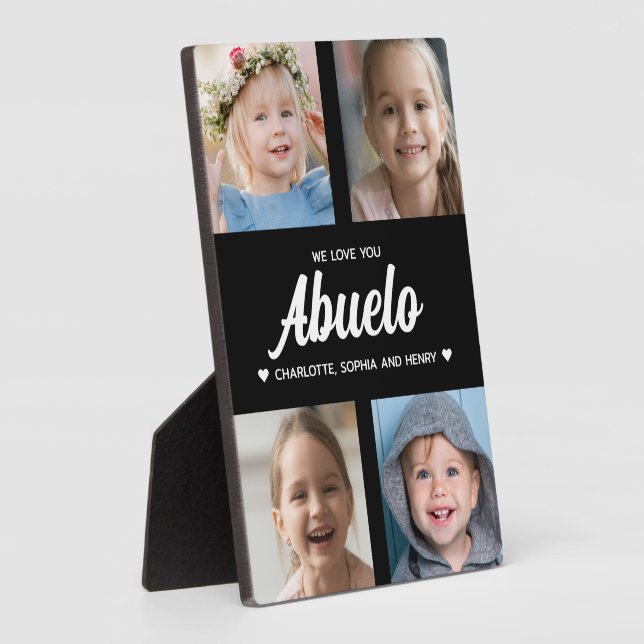 We Love You Abuelo Family Photo Collage  Plaque (Side)